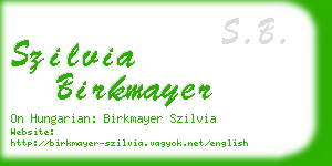 szilvia birkmayer business card